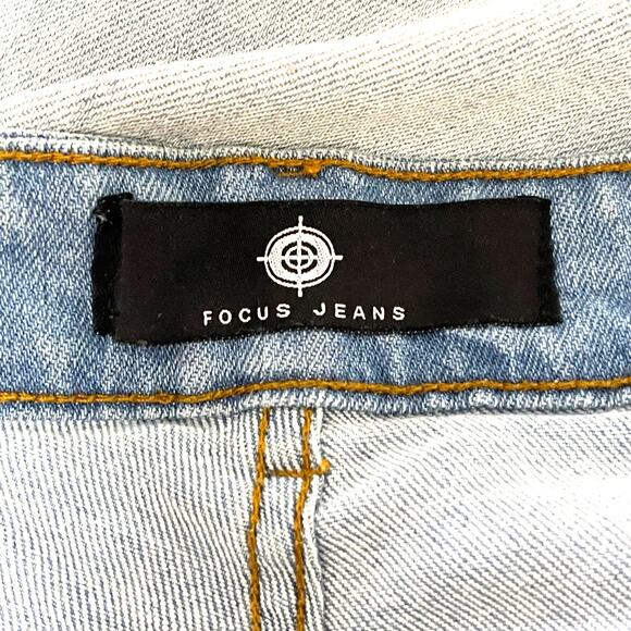 Focus Jeans With Pink/Black Stripe Bandana Patches Paint Splattered Distressed - Picture 4 of 7